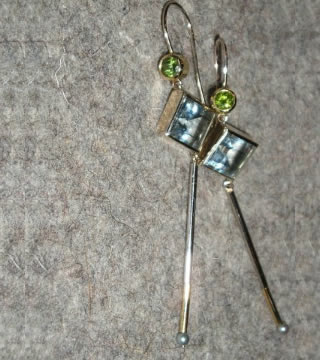 WSTNR20132: Aquamarine, Green Tourmaline, White and Yellow Gold 750